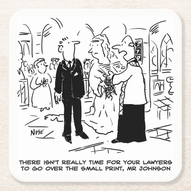 Hochzeitsvows Kleine gedruckte Vicar und Bridegroo Rechteckiger Pappuntersetzer (Vorderseite)