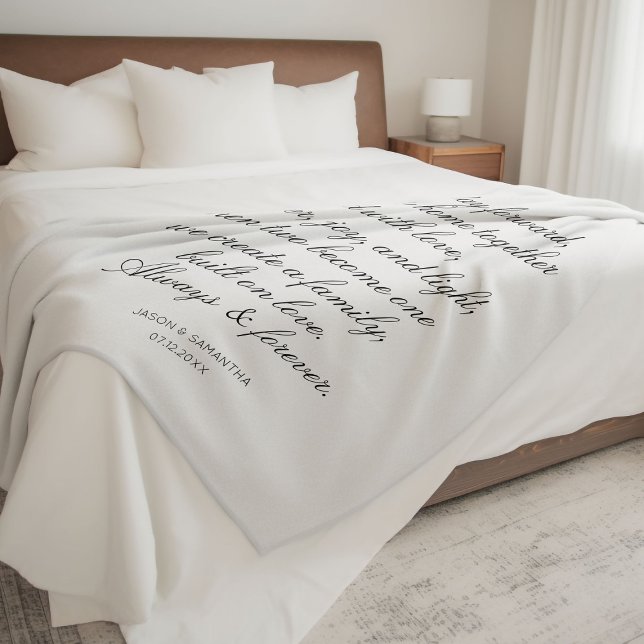 Hochzeitsvows Personalisierte Kalligraphie Neuaufl Fleecedecke (Wedding Vows Personalized Calligraphy Newlyweds Fleece Blanket
)