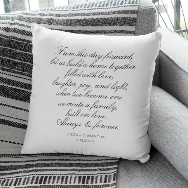 Hochzeitsvows Personalisierte Kalligraphie Neuaufl Kissen (Wedding Vows Personalized Calligraphy Newlyweds Throw Pillow
)