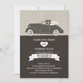 Hochzeitswagen zwei Bräute Lesben Hochzeit Einladung