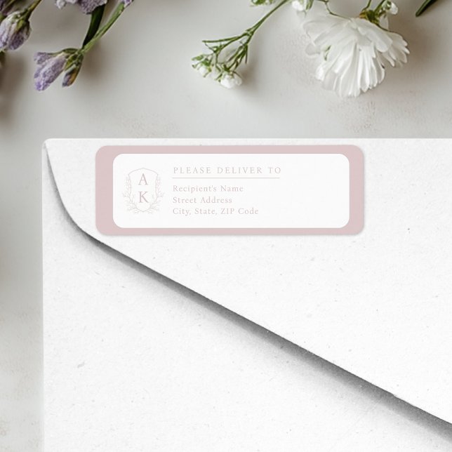Hochzeitswappen-Monogramm Rosarot Rücksendeadresse (Von Creator hochgeladen)
