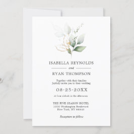 Hochzeitswasser-Blätter Branches Gold Green Invi Einladung