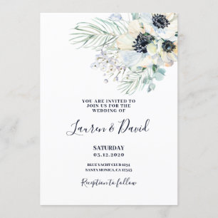 Hochzeitswasserfarbe Anemone Blüteneinladung Einladung