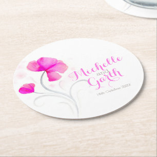 Hochzeitswasserfarbe Blume Rosa Papier Untersetzer
