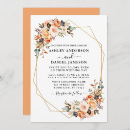 Hochzeitswasserfarbe Herbst Georahmen Pfirsich Einladung