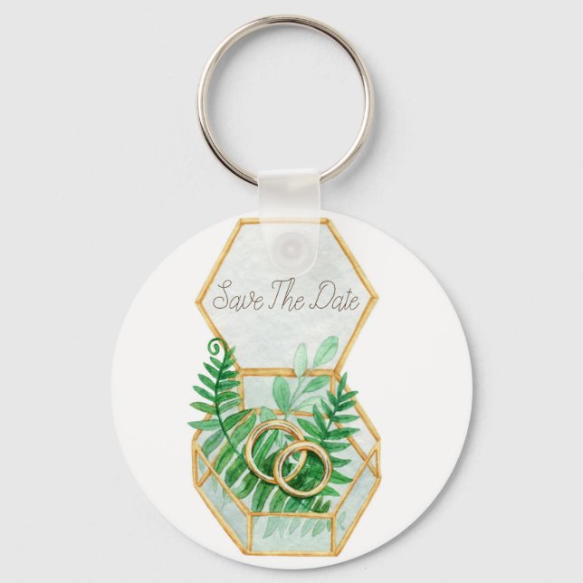 Hochzeitswasserfarbe mit Blätter von Farn und Hoch Schlüsselanhänger (Vorderseite)