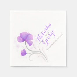 Hochzeitswasserfarbe Wildblume lila Papierserviett Serviette