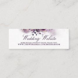 Hochzeitswebseite Eggplant Purple Flowers Mini Visitenkarte
