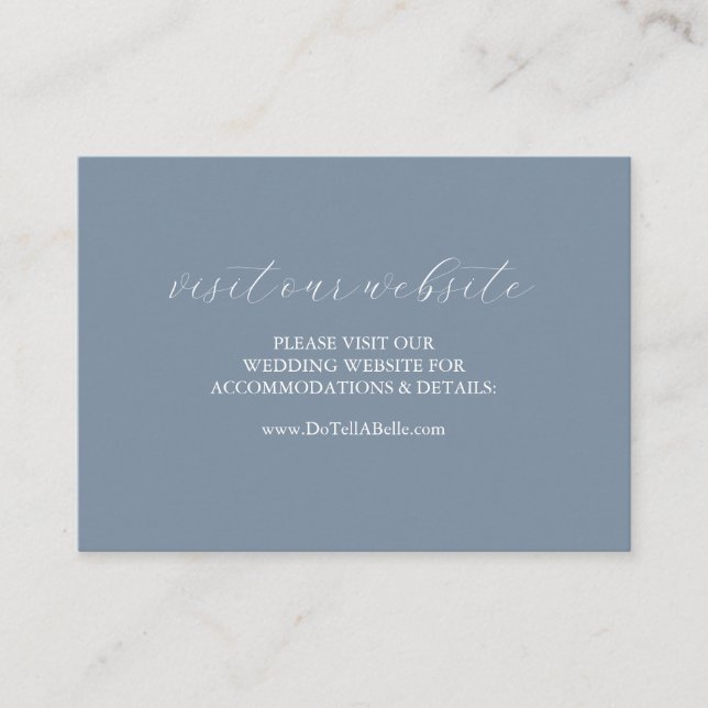 Hochzeitswebsite Beipackkarte Dusty Blue Begleitkarte (Vorderseite)