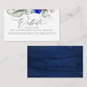 Hochzeitswebsite Burgund und Navy Blue Floral Visitenkarte