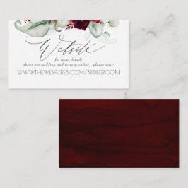 Hochzeitswebsite Burgundy Red Floral Visitenkarte