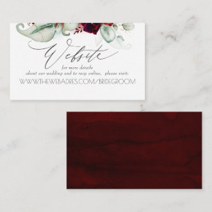 Hochzeitswebsite Burgundy Red Floral Visitenkarte