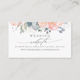 Hochzeitswebsite Dusty Blue and Peach Foliage Visitenkarte