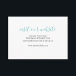 Hochzeitswebsite Einlegen Karte Sea Glass Blue Scr<br><div class="desc">Lass jedem wissen, Ihre Hochzeitswebsite mit diesen einfachen Einschließungskarten. Sie sind mit einer kalligraphischen Schriftzeichen-Schrift aus Meerglas ausgestattet, die Ihre Details in einer klassischen Sans-Schrift in Holzkohlegrau auf einem knusprigen weißen Hintergrund wiedergibt. Die Karte kehrt zu einem massiven, passenden Meeresglasblau zurück. Besuchen Sie die ganze Suite der Hochzeitsstätte von Victoria...</div>