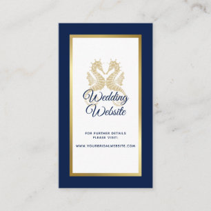 Hochzeitswebsite für elegante Navy Blue Gold Seepf Begleitkarte