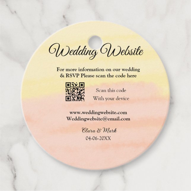 Hochzeitswebsite Hinzufügen von Q R-Code-Prüfung N Geschenkanhänger (Vorderseite)