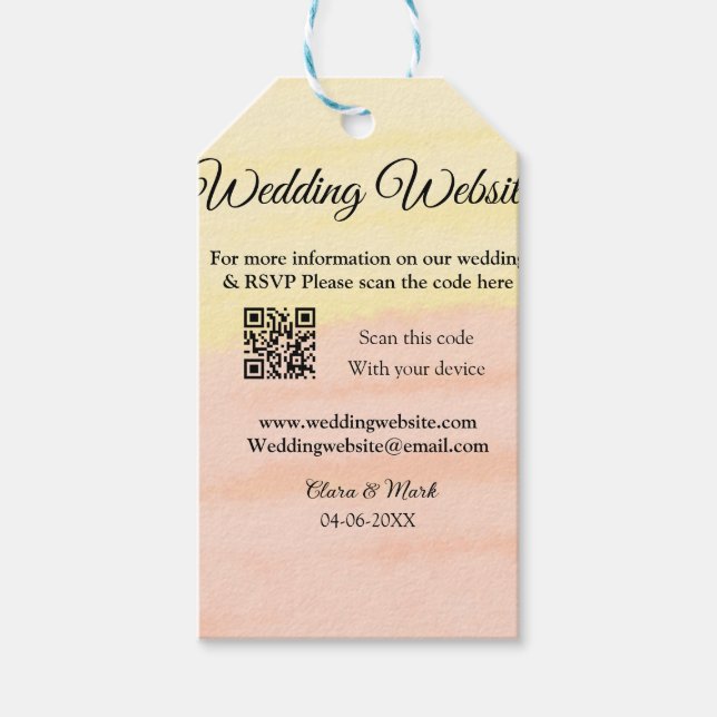 Hochzeitswebsite Hinzufügen von Q R-Code-Prüfung N Geschenkanhänger (Vorderseite)