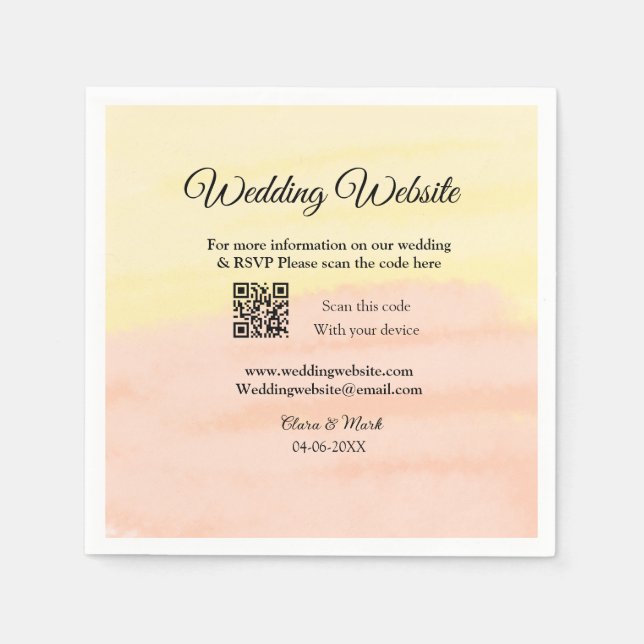 Hochzeitswebsite Hinzufügen von Q R-Code-Prüfung N Serviette (Vorderseite)