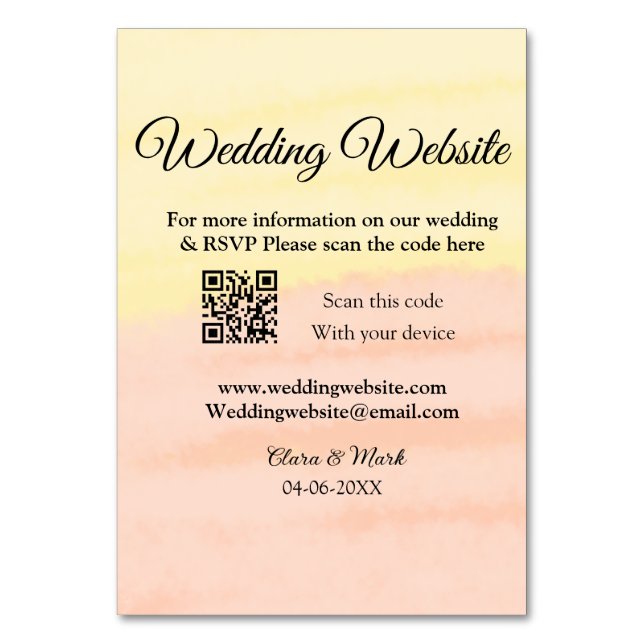 Hochzeitswebsite Hinzufügen von Q R-Code-Prüfung N Tischnummer (Vorderseite)