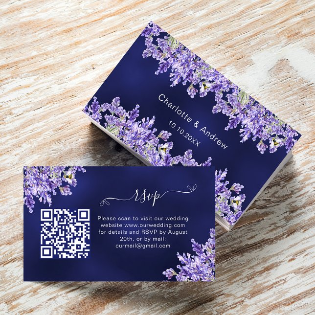 Hochzeitswebsite Lavender Marine QR Code UAWG Begleitkarte (Von Creator hochgeladen)