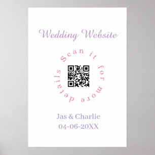 Hochzeitswebsite lila pink QR-Code scannen kreisfö Poster
