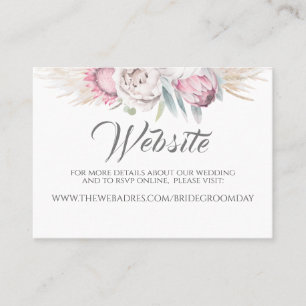 Hochzeitswebsite Pampas Grass Pink Exotic Floral Visitenkarte