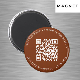 Hochzeitswebsite QR-Code Details RSVP burnt orange Magnet