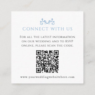 Hochzeitswebsite QR Code Herdblatt Monogramm blau Begleitkarte