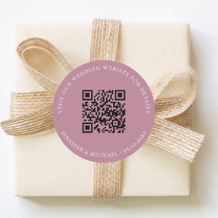 Hochzeitswebsite QR Details Informationen RSVP Mau Runder Aufkleber