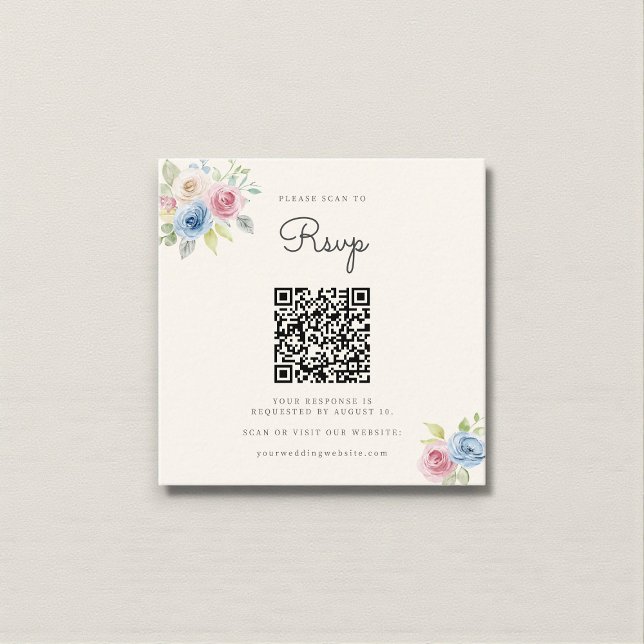 Hochzeitswebsite RSVP QR-Code Foto pastellfarbene  Begleitkarte (Von Creator hochgeladen)