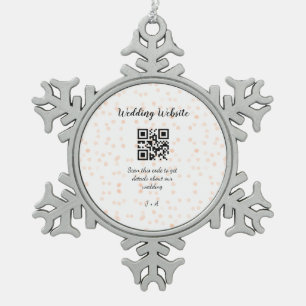 Hochzeitswebsite Scan-QR-Code für Details orange s Schneeflocken Zinn-Ornament