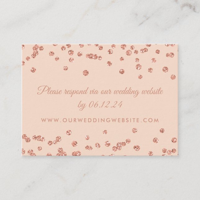 Hochzeitswebsite UAWG Rose Gold Confetti Rosa Begleitkarte (Vorderseite)