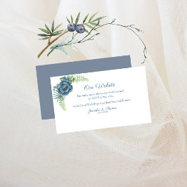 Hochzeitswebsite von Dusty Blue Floral Succulents Begleitkarte