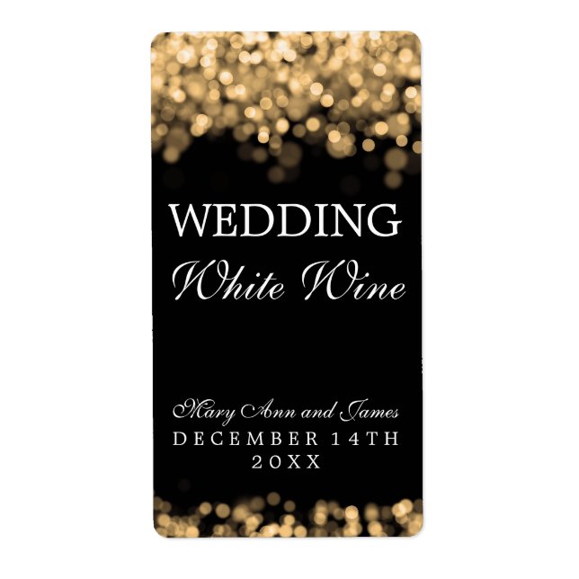 Hochzeitswein-Etikett Gold Lights (Vorne)
