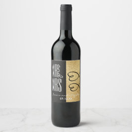 Hochzeitswein Flasche Etikett Elegantes Gold und H