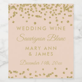 Hochzeitsweine-Siegel Gold Glitzer Confetti Blush Weinetikett