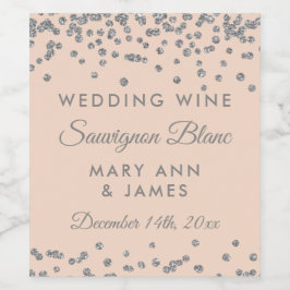 Hochzeitsweinetikett Silberner Glitzer Confetti Bl Weinetikett