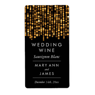 Hochzeitsweinlabel Moderne goldene Lichter
