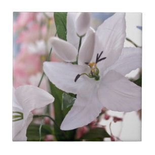 Hochzeitsweiße Lilienblumen Florale Flora Liebe Re Fliese