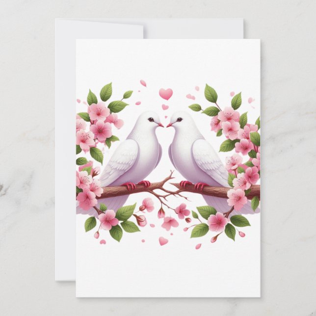 Hochzeitsweiße Tauben Einladung (Vorderseite)
