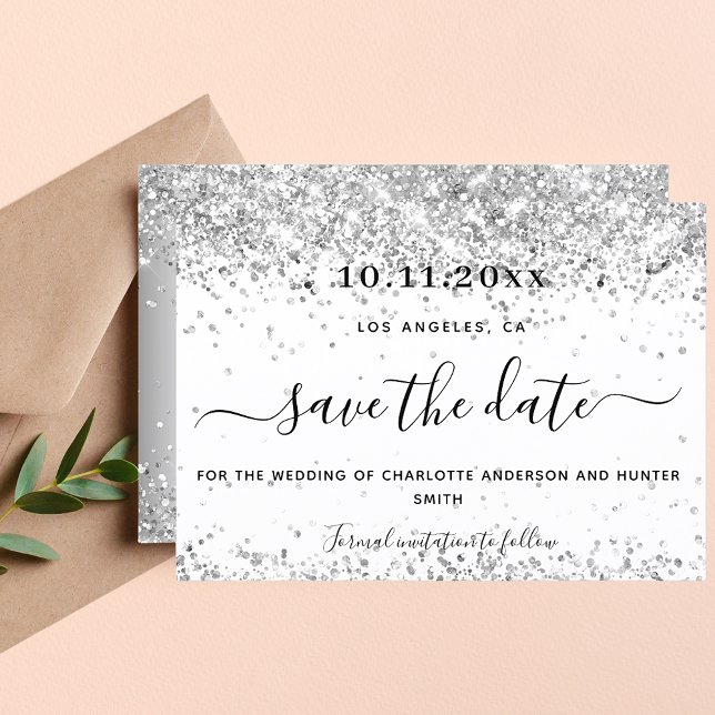 Hochzeitsweißer Glitzer Save The Date (Von Creator hochgeladen)