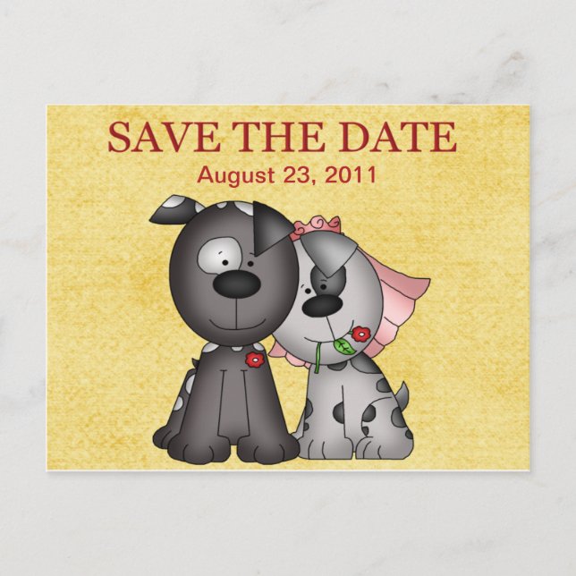 Hochzeitswelpen Save the Date Postkarte (Vorderseite)
