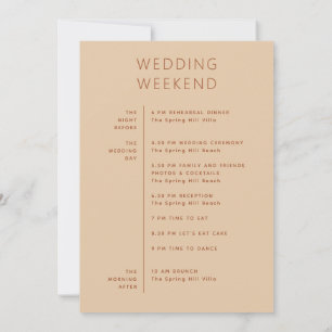 Hochzeitswochenende Fahrplan Zeitplan Peach Sand Einladung