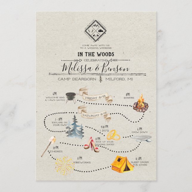 Hochzeitswochenende in der Waldfahrkarte Programm (Vorderseite)