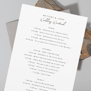 Hochzeitswochenende-Itinerary Einladung