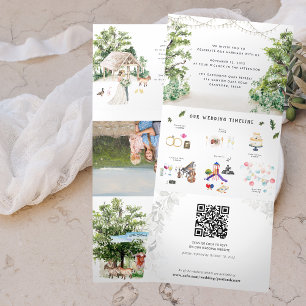 Hochzeitswochenende-Itinerary   Gathering Oaks Wac Dreifach Gefaltete Ankündigung