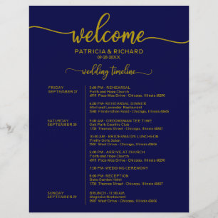 Hochzeitswochenende-Itinerary Gold Navy Blau Zeitp