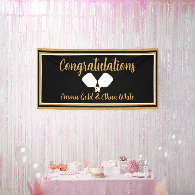 Hochzeitswochenende Pickleball Black & Gold Banner (Party)