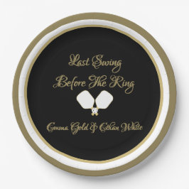 Hochzeitswochenende Pickleball Gold und Weiß Pappteller