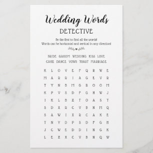 Hochzeitsworte Suche Table Game Fun Calligraphy